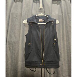 Juicy Couture Black Vest Sleeveless Full Zip Up Drawstring Accents‎ S